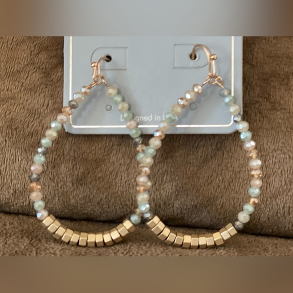 Gold Hoop Earrings (with pretty beads)— AD Project - Picture 2 of 7
